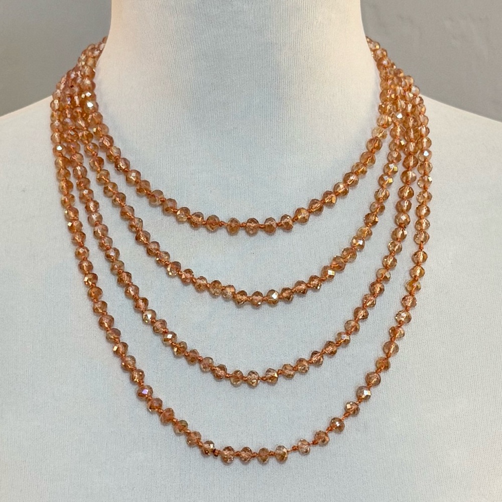 Austrian Crystal hand knotted long necklace